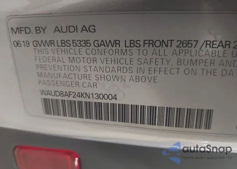 2019 Audi A6 45 Premium из США, поврежденный, VIN WAUD8AF24KN130004